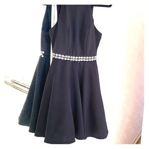 Black Strapless cocktail dress with Jeweled Waist